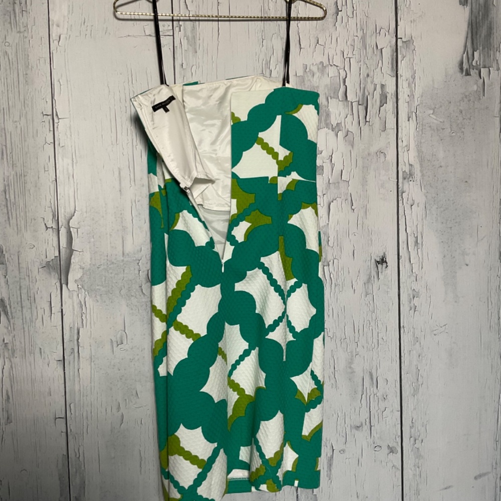 David Meister Green-White Strapless Dress Sz 8 NWOT - Picture 6 of 7
